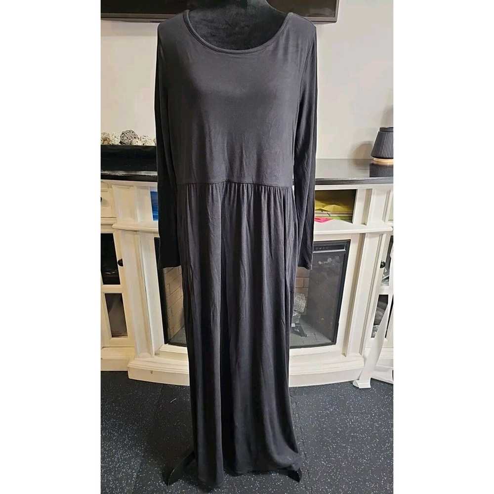 Soft Surroundings Dress Womens Large Black Long S… - image 1