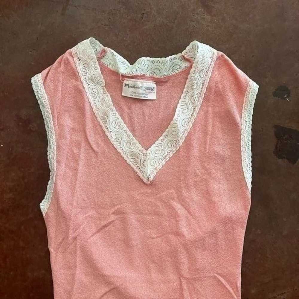 Vintage Y2K Baby Tee / Tank Top with Lace Detail,… - image 3