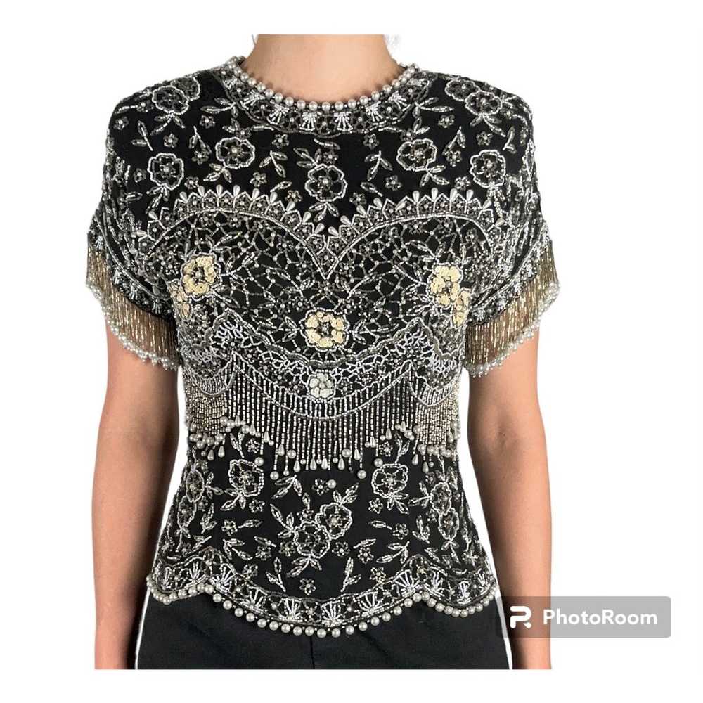 Vintage Silk Embellished Shirt - image 4