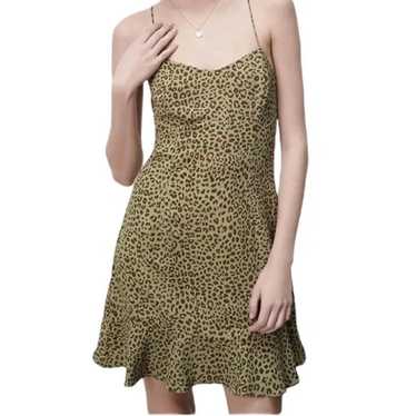 ZARA Dress Womens Small Green Leopard Print Mini … - image 1