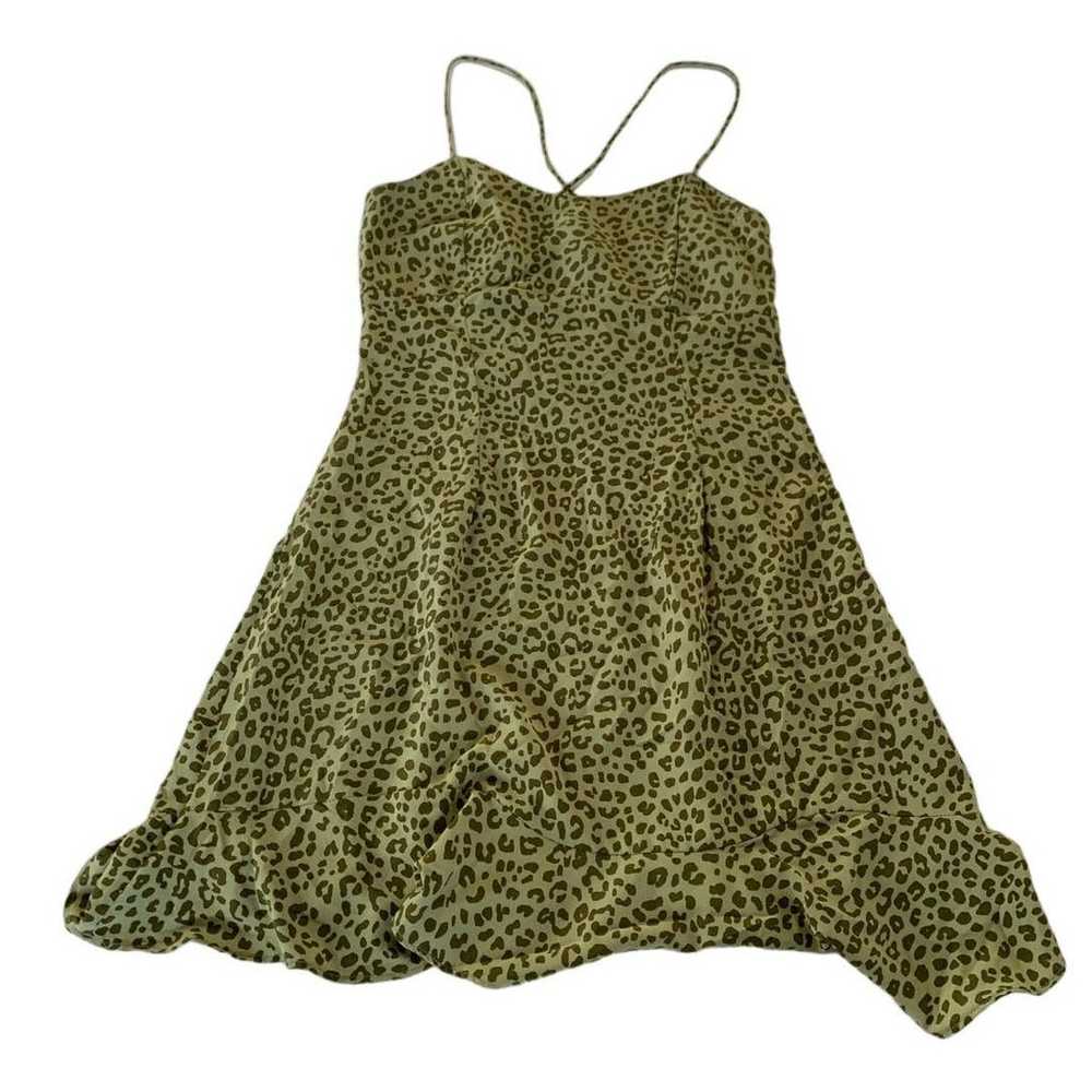 ZARA Dress Womens Small Green Leopard Print Mini … - image 2