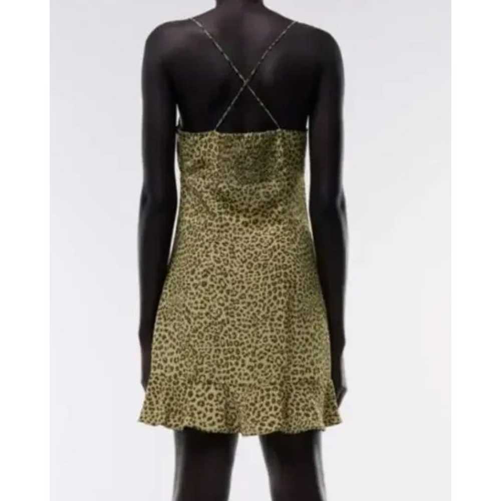 ZARA Dress Womens Small Green Leopard Print Mini … - image 4