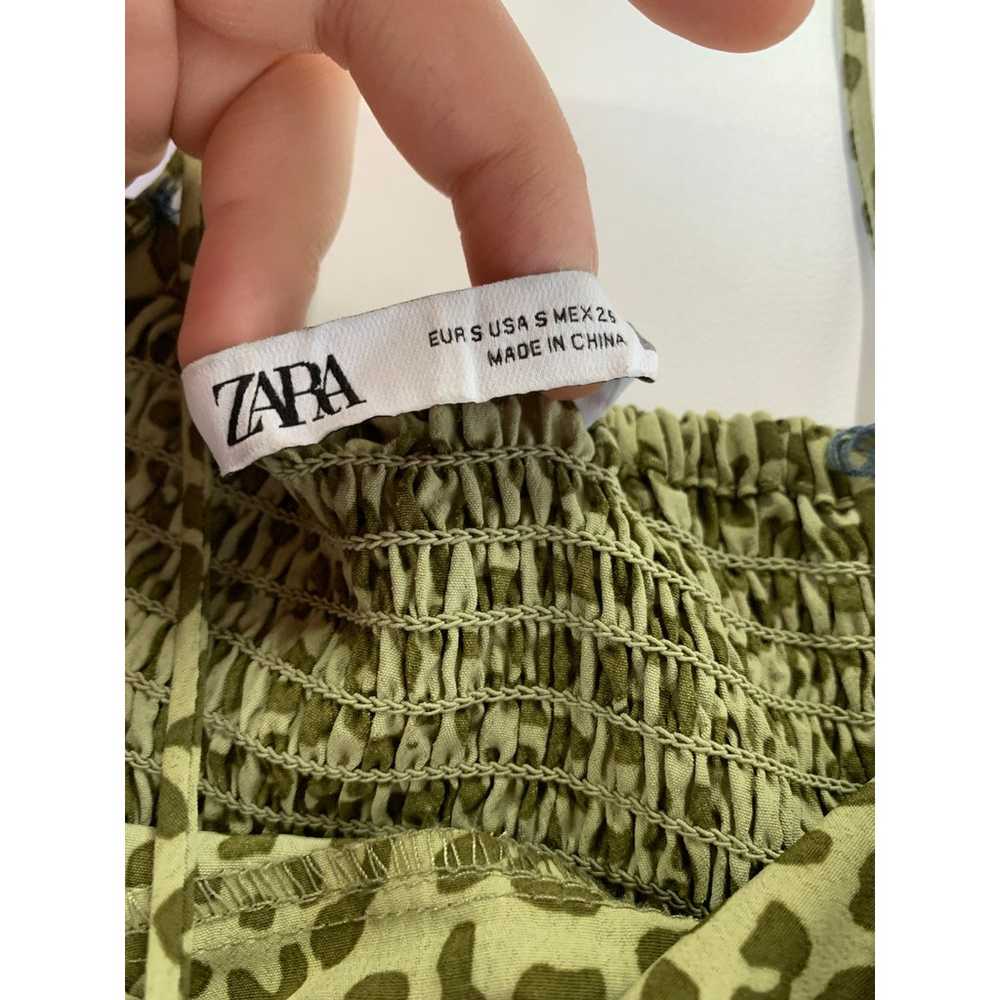 ZARA Dress Womens Small Green Leopard Print Mini … - image 6