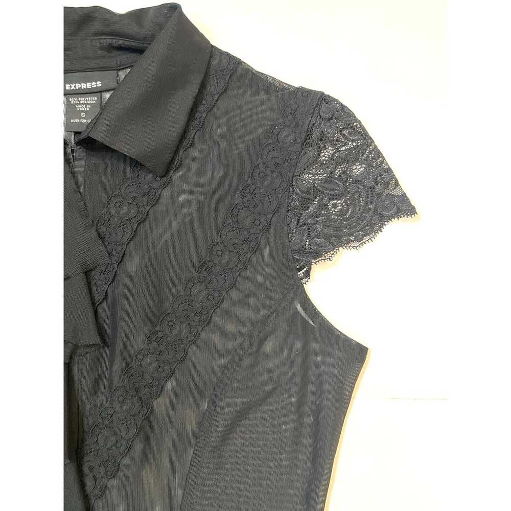 Vintage Express Black Lace Mesh Ruffle Whimsical … - image 4