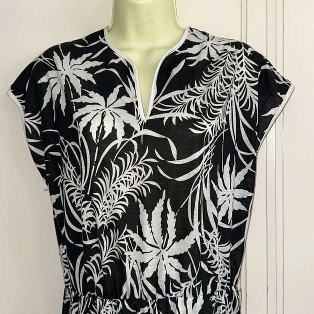 Vintage 70s/80s black & white tropical print cap … - image 3