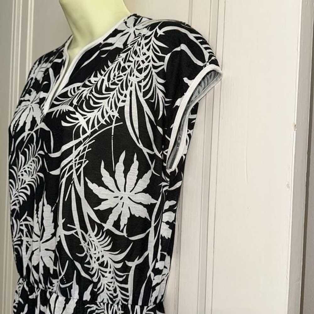 Vintage 70s/80s black & white tropical print cap … - image 5