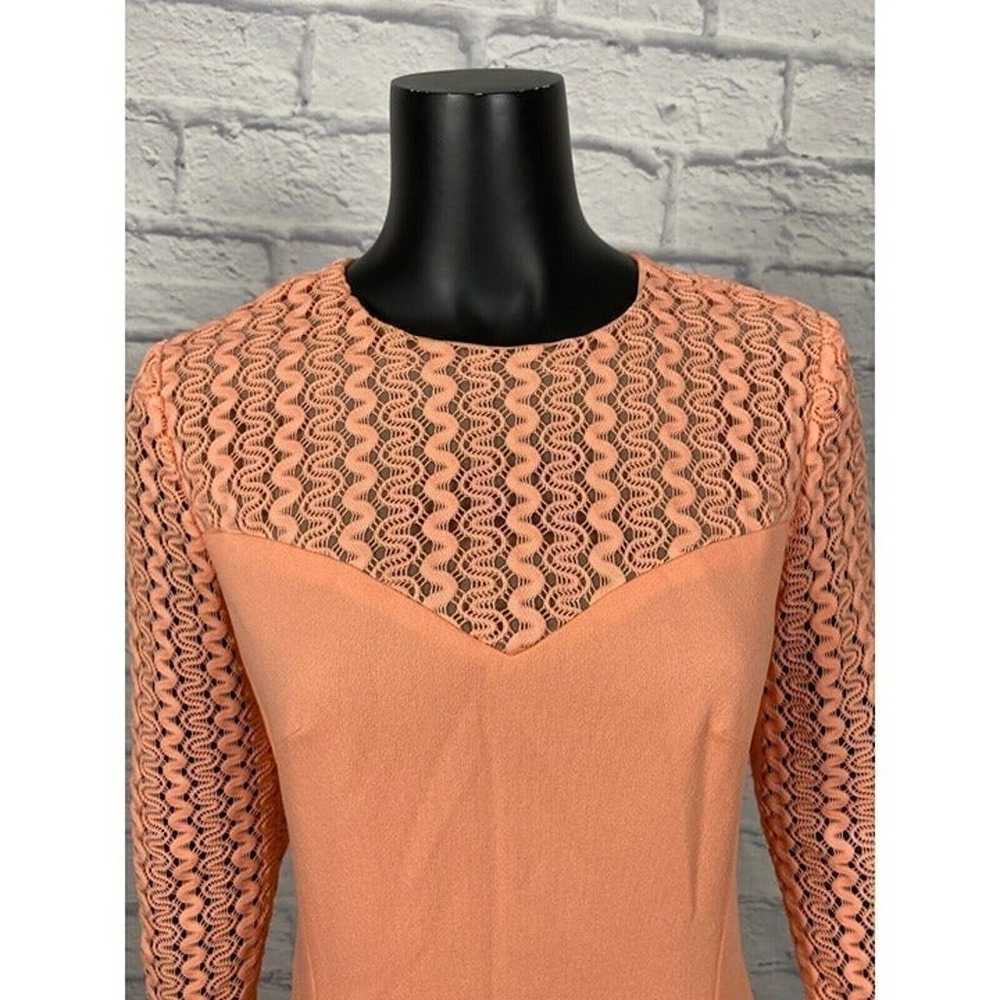 Women's Orange Dress Long Sleeve Zigzag Lace Patt… - image 2