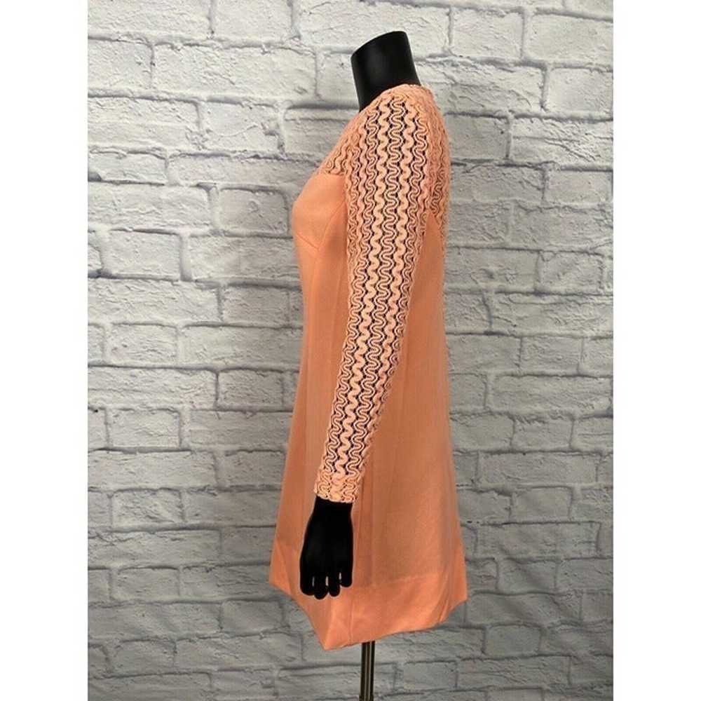 Women's Orange Dress Long Sleeve Zigzag Lace Patt… - image 4