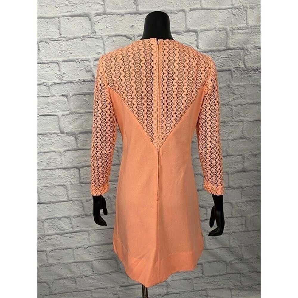 Women's Orange Dress Long Sleeve Zigzag Lace Patt… - image 5