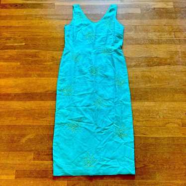 Positive Attitude blue gold sleeveless linen blen… - image 1