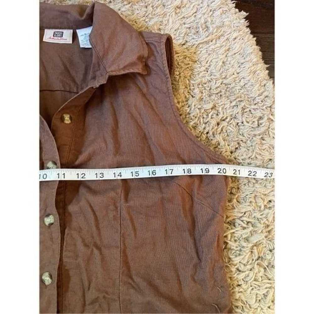 Vintage brown linen y2k 90s shirt dress size xl - image 3