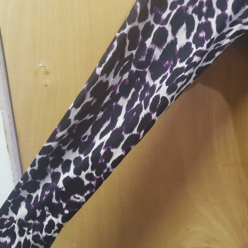 BOSTON PROPER PURPLE BLACK & CREAM LEOPARD WRAP D… - image 5