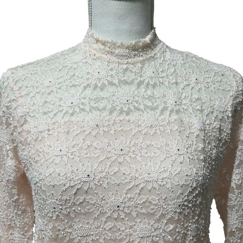 Vintage All-Lace Pullover Pink Floral Pattern All… - image 5