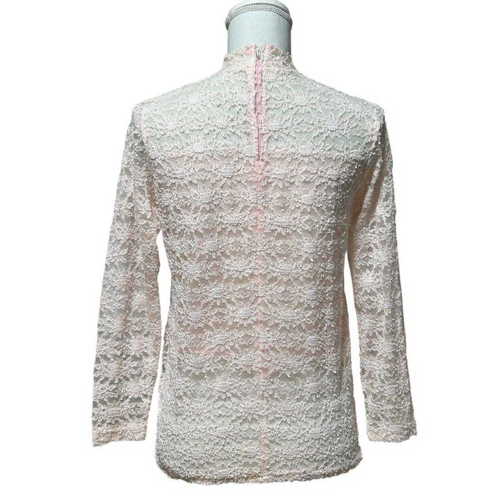 Vintage All-Lace Pullover Pink Floral Pattern All… - image 8