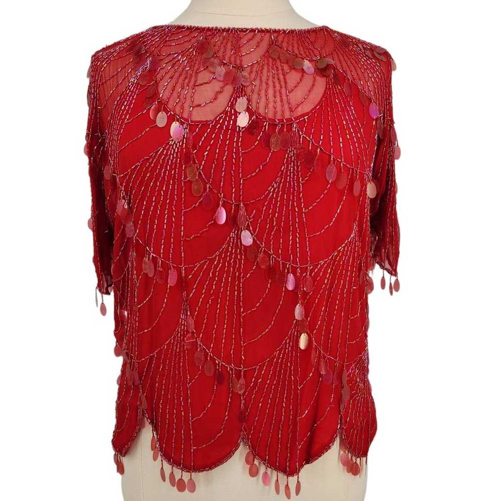 Vintage Plum Blossom Beaded Top Hand Embroidery R… - image 1