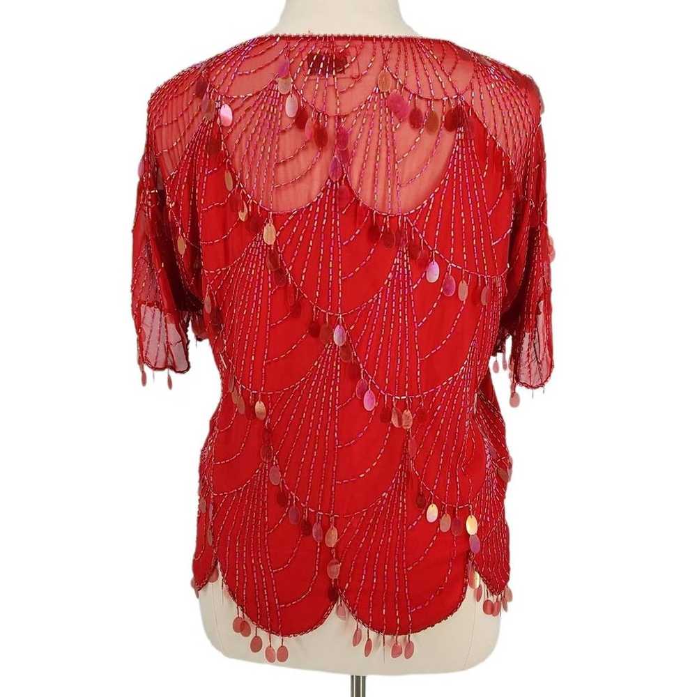 Vintage Plum Blossom Beaded Top Hand Embroidery R… - image 4