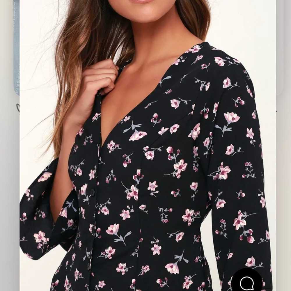 Lulus Love Blossoms Black Floral Print Button-Up … - image 2