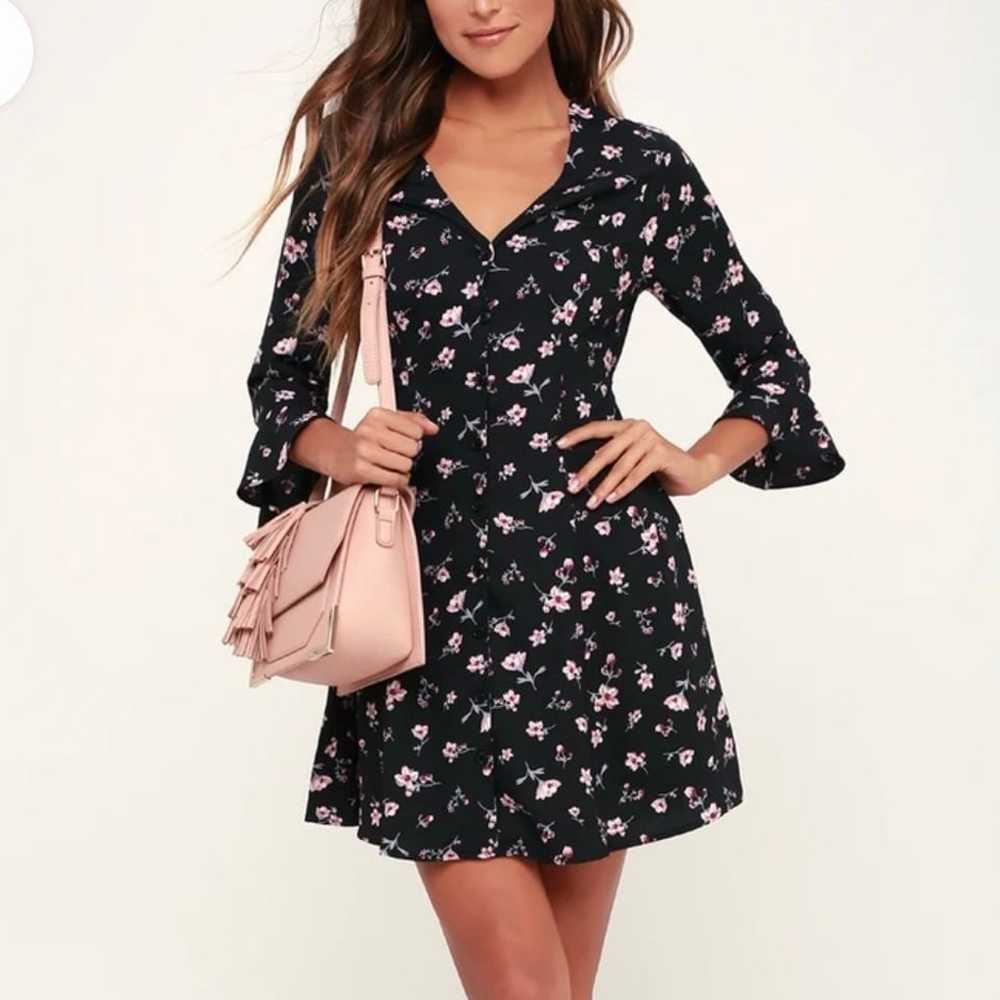 Lulus Love Blossoms Black Floral Print Button-Up … - image 3