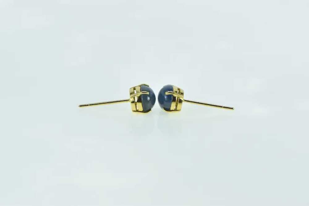 18K Oval Sapphire Cabochon Vintage Stud Earrings … - image 3