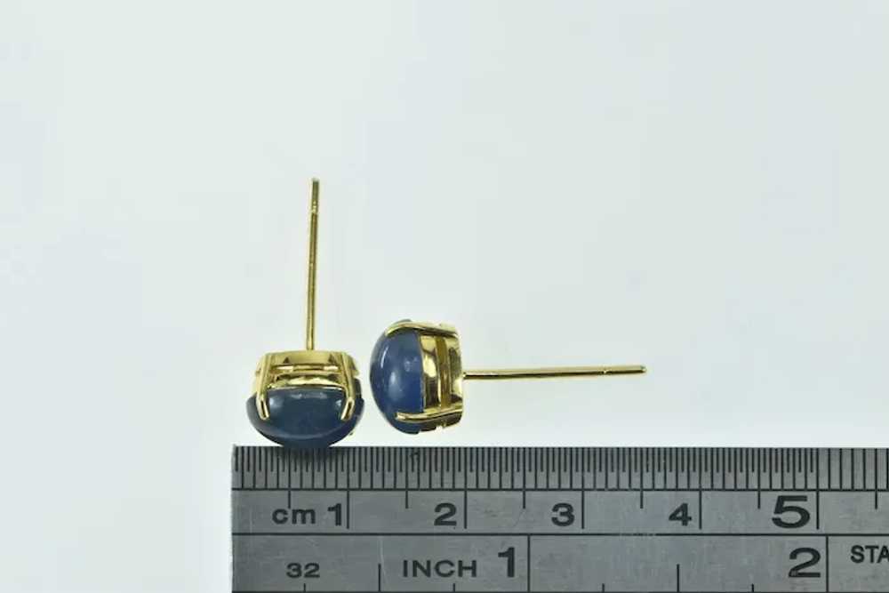 18K Oval Sapphire Cabochon Vintage Stud Earrings … - image 4