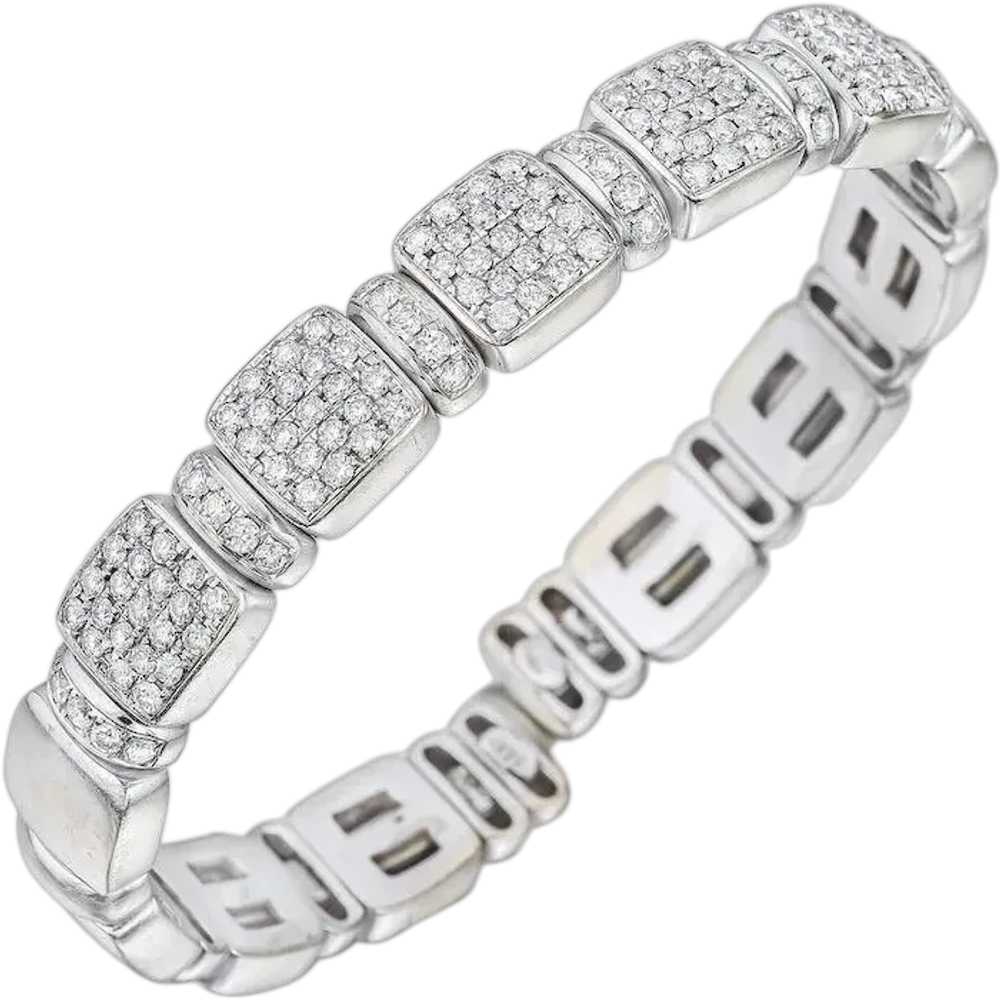 Vintage Italian 18kt White Gold 1.75ct Pave Diamo… - image 1