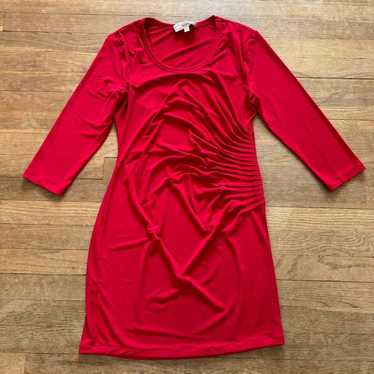 Philosophy red 3/4 sleeve ruched sheath mini dres… - image 1