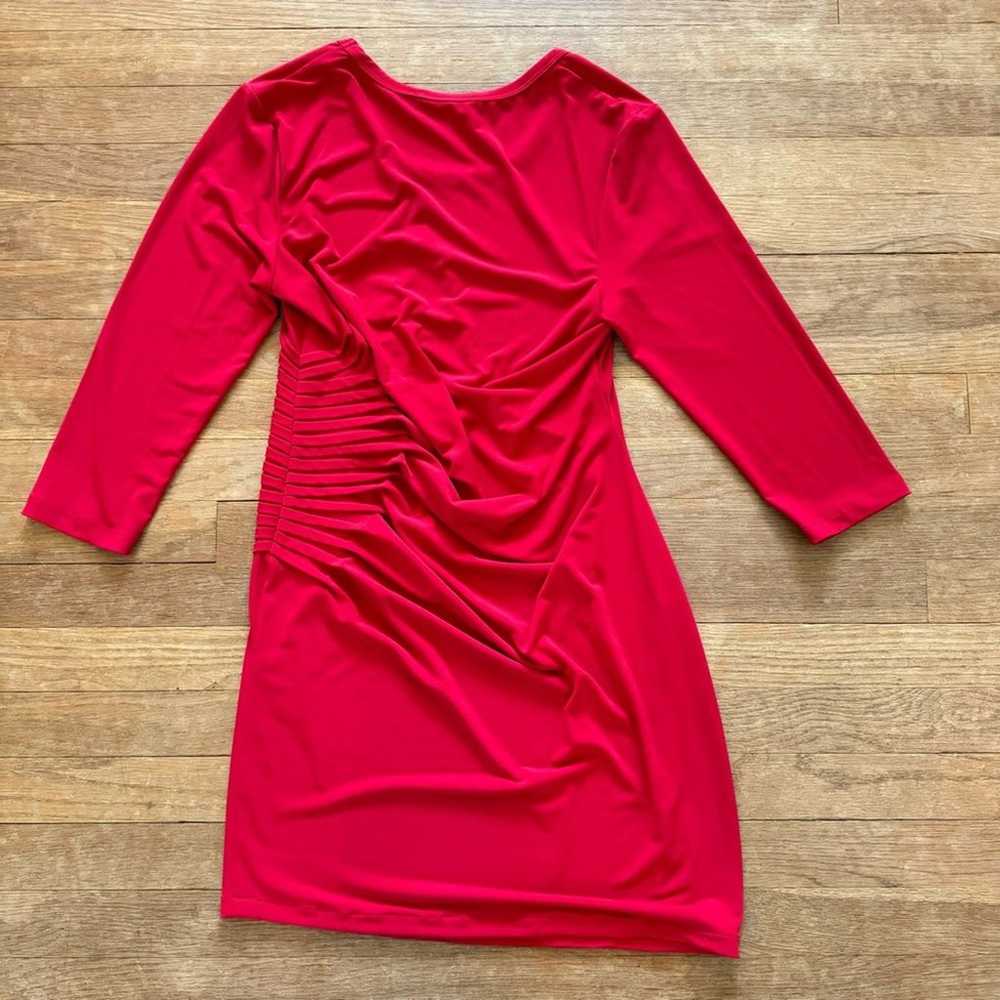 Philosophy red 3/4 sleeve ruched sheath mini dres… - image 3