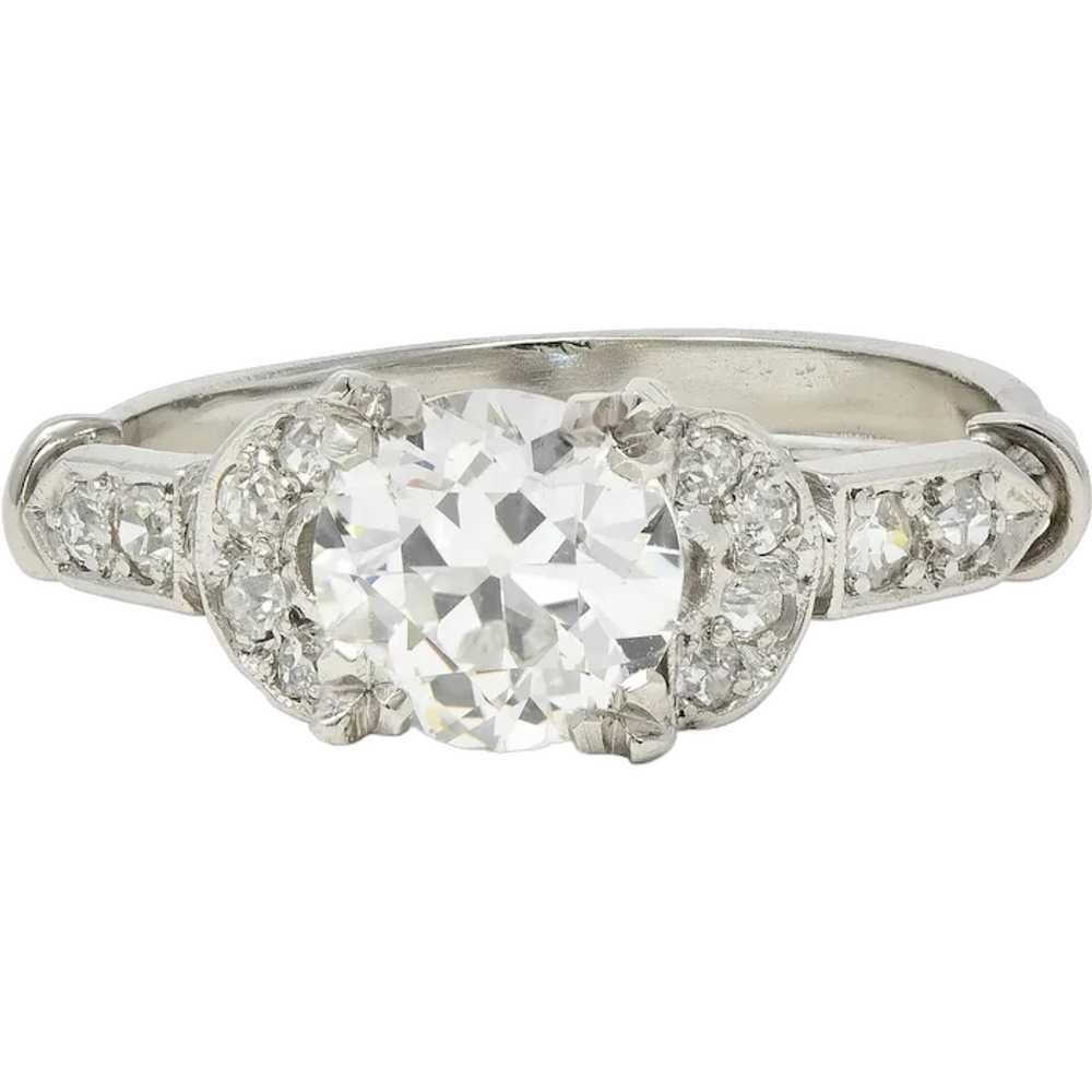 Late Art Deco 1.39 CTW Diamond Platinum Vintage E… - image 1