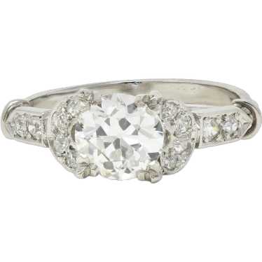 Late Art Deco 1.39 CTW Diamond Platinum Vintage E… - image 1