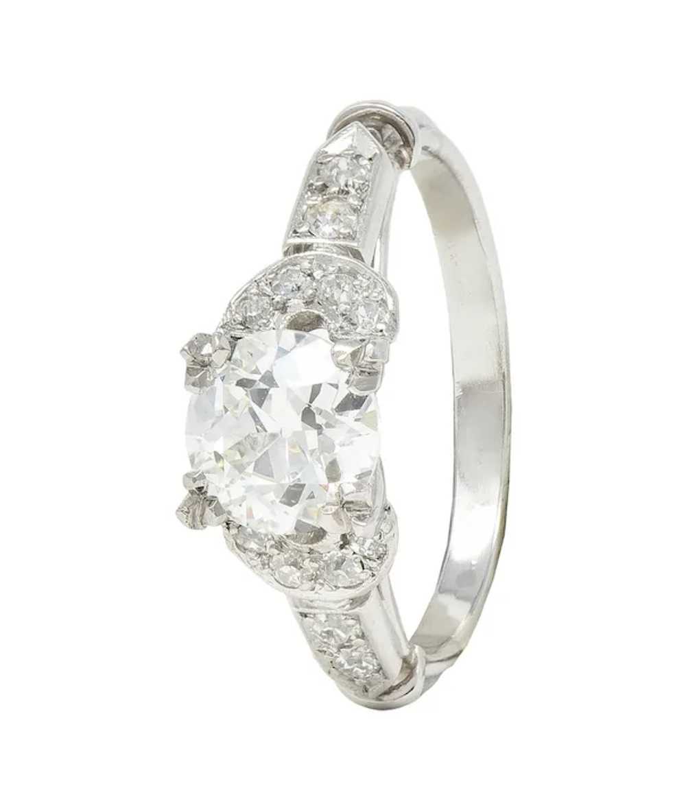 Late Art Deco 1.39 CTW Diamond Platinum Vintage E… - image 7