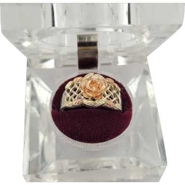 Sterling Silver 12kt Gold Rose Ring