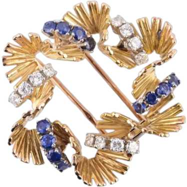 Exceptional H Stern 18K Diamond & Sapphire Brooch