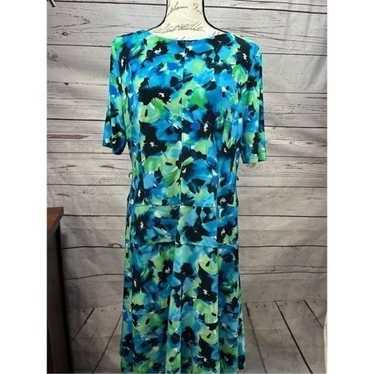 Anne Klein size 14 blue and green dress - 2444