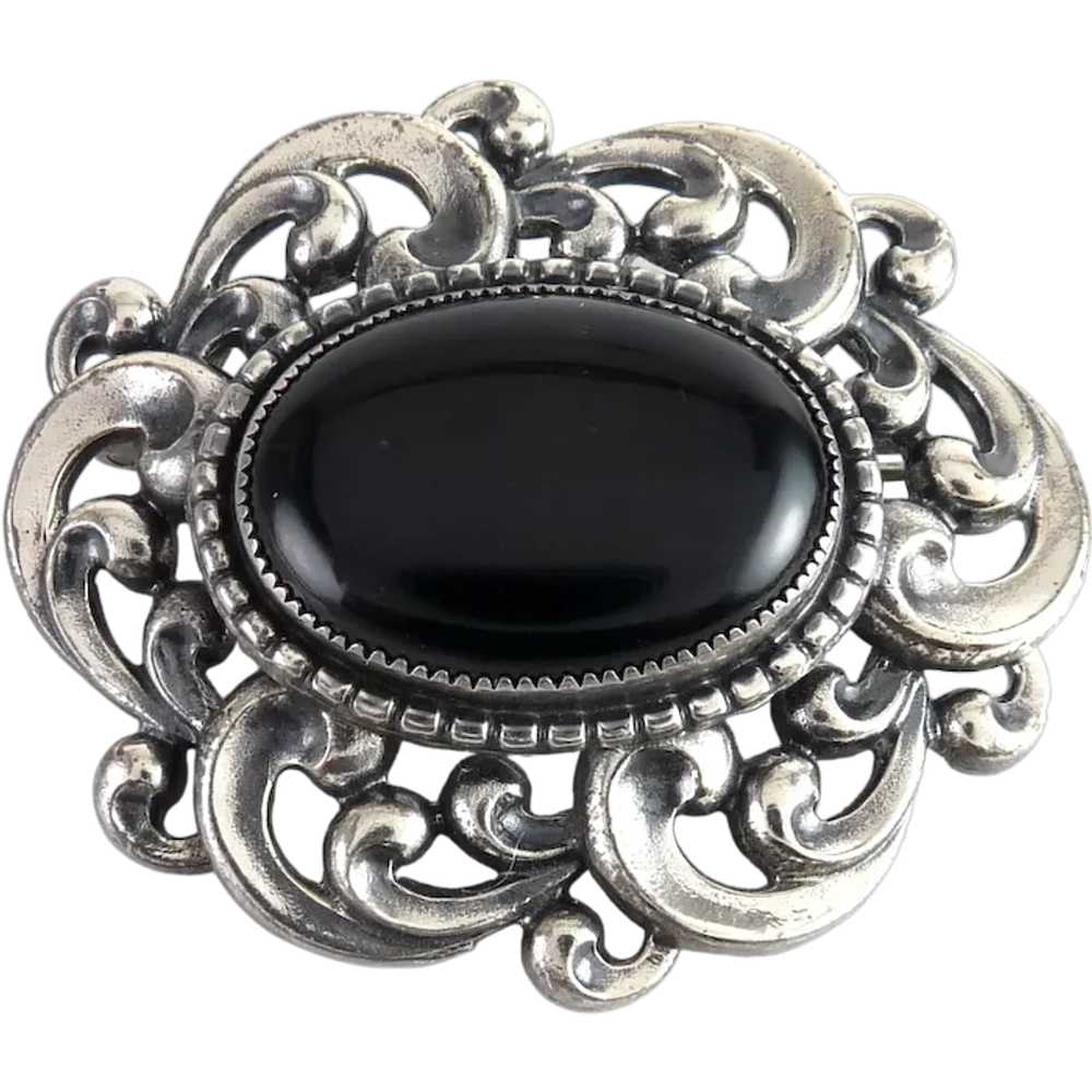 Vintage Danecraft Sterling Silver & Black Glass S… - image 1