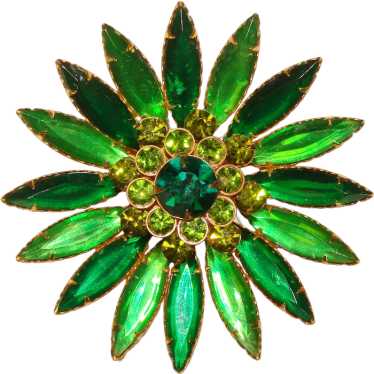 Fabulous GREEN Vintage Rhinestone Brooch