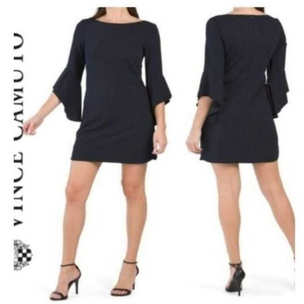 VINCE CAMUTO Bell Sleeve Crepe Shift Dress Navy B… - image 1