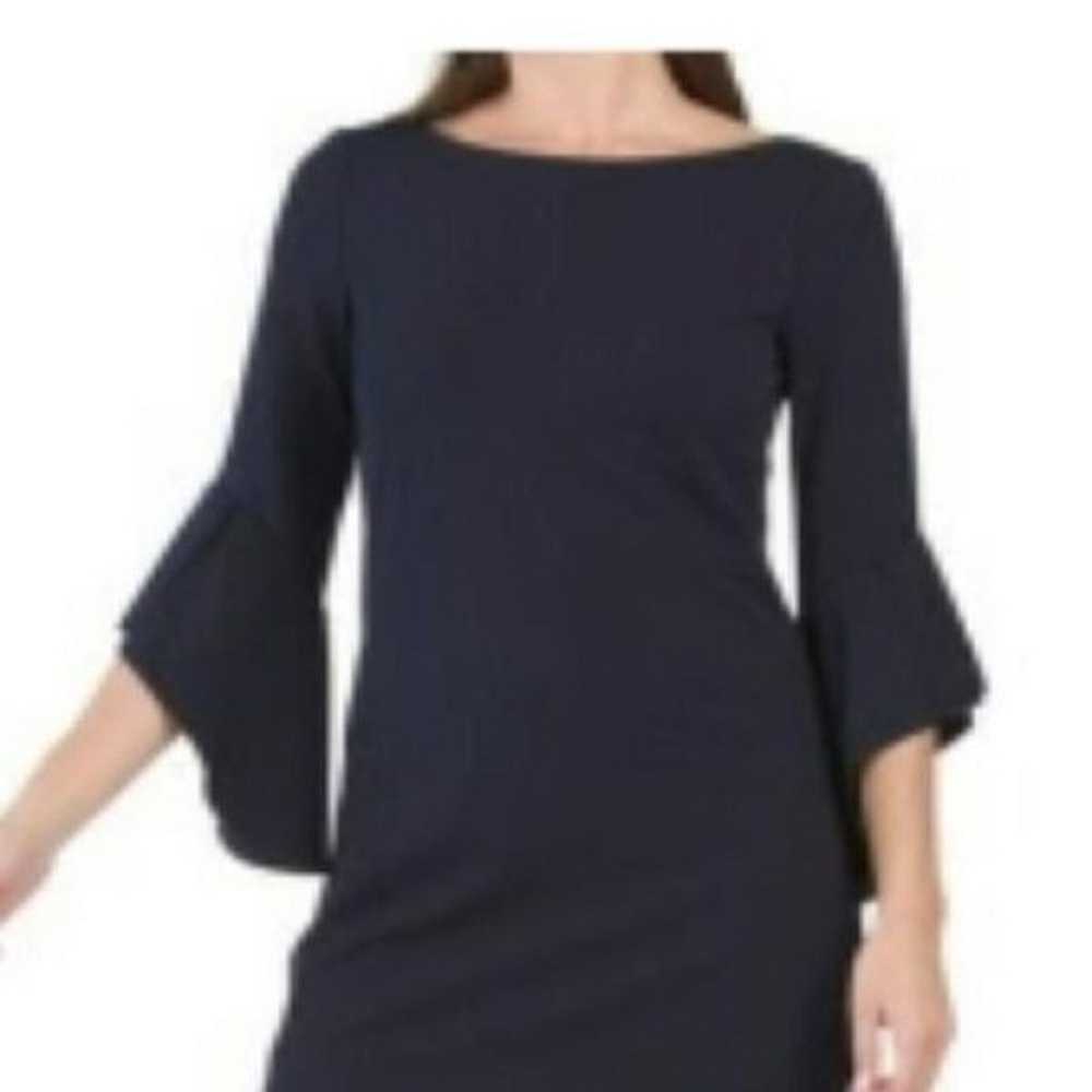 VINCE CAMUTO Bell Sleeve Crepe Shift Dress Navy B… - image 3