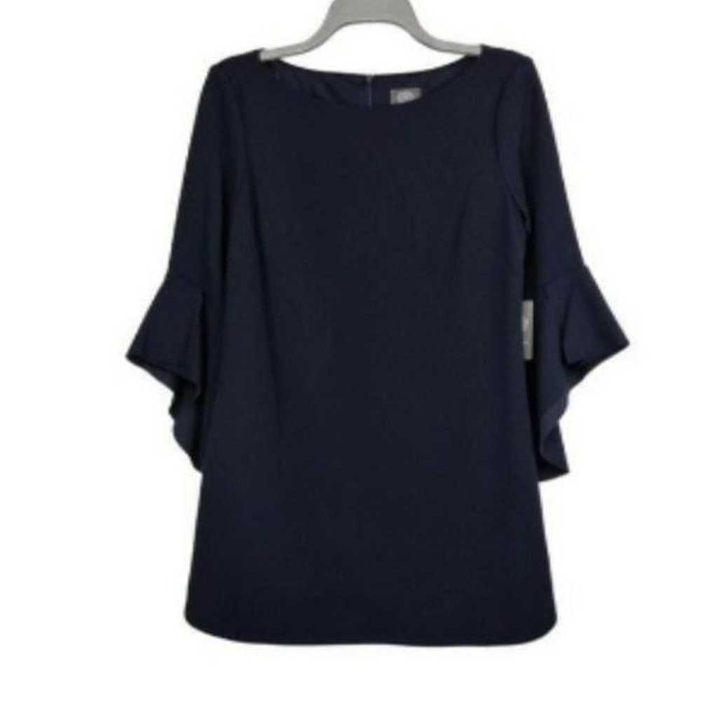 VINCE CAMUTO Bell Sleeve Crepe Shift Dress Navy B… - image 5