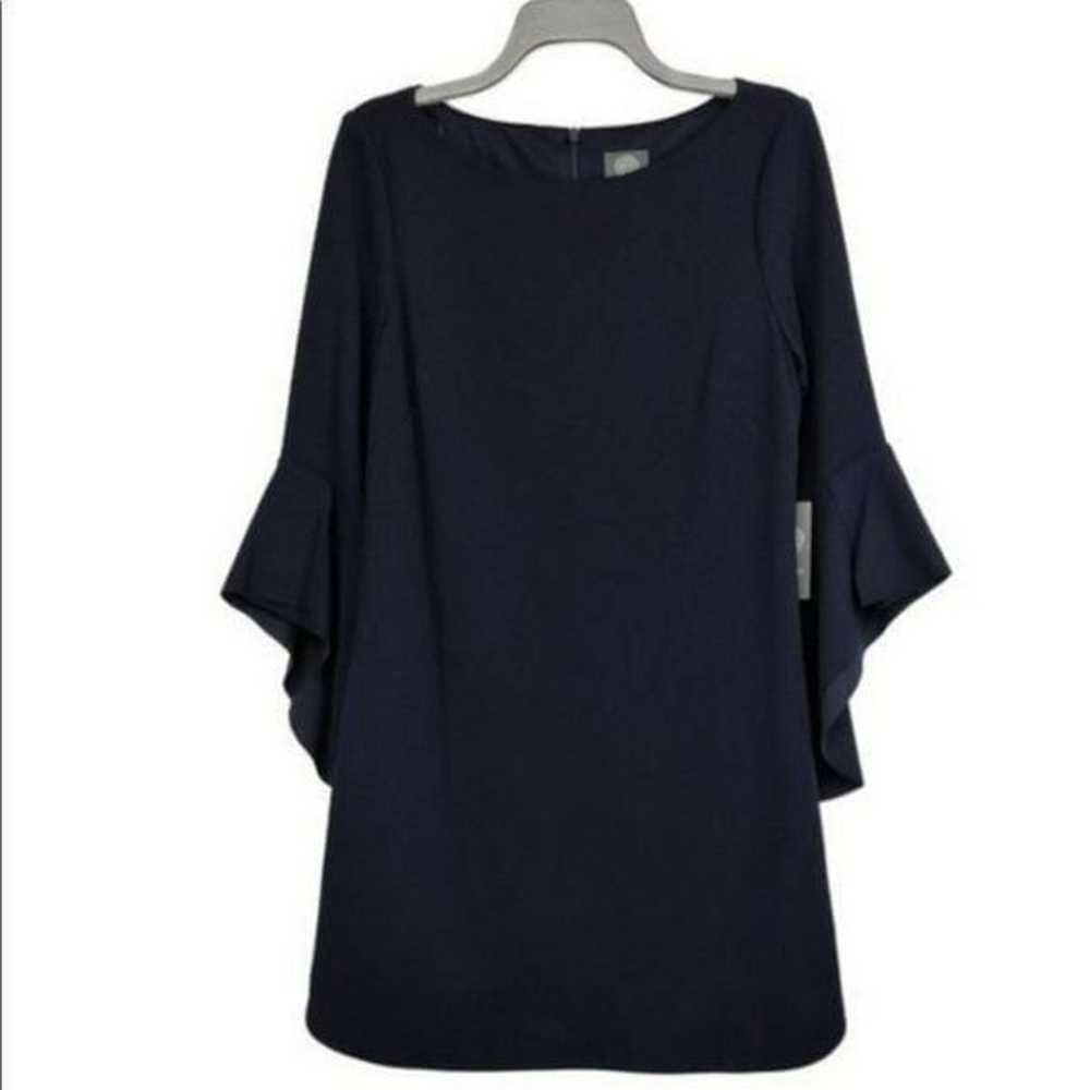 VINCE CAMUTO Bell Sleeve Crepe Shift Dress Navy B… - image 6