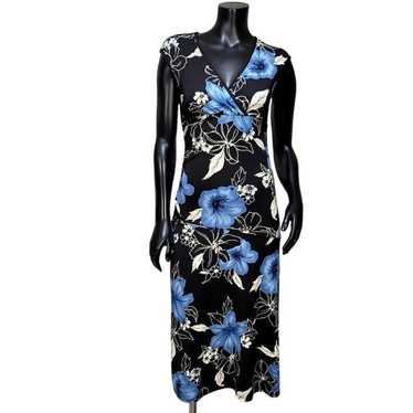 Vintage 90s Y2K Byer Too! M Black Blue Floral Sur… - image 1