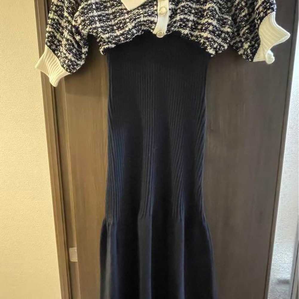 Dazzlin Tweed Short Knit Dress Navy - image 2