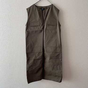 Theory Sleeveless Dress, Knee-Length, Khaki, Size… - image 1