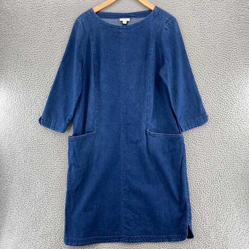 J Jill Dress Womens Medium Blue Denim Shift 3/4 S… - image 1