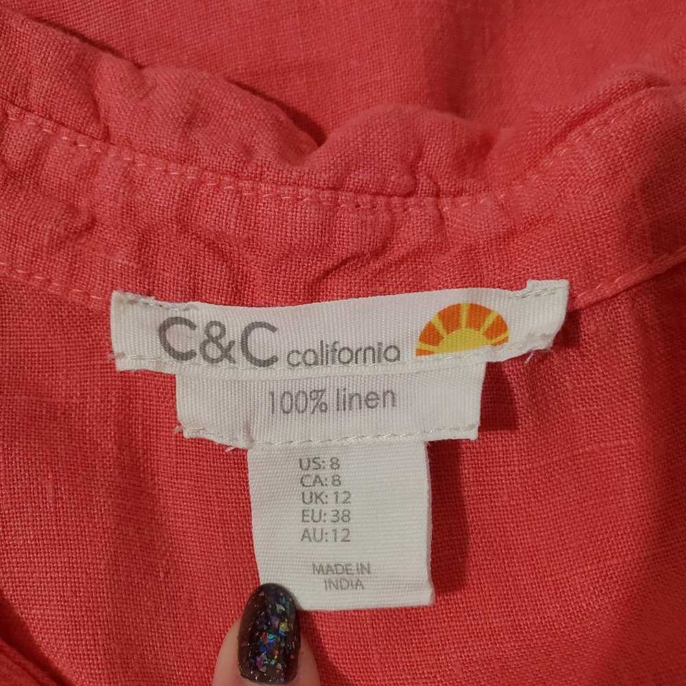 C&C California 100% Linen Collared Sleeveless Poc… - image 6