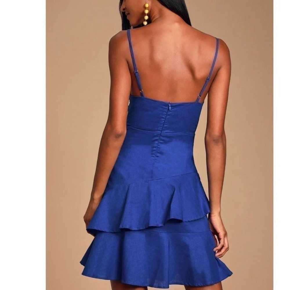 Lulus Brielle Cobalt Blue Linen Ruffle Sleeveless… - image 4