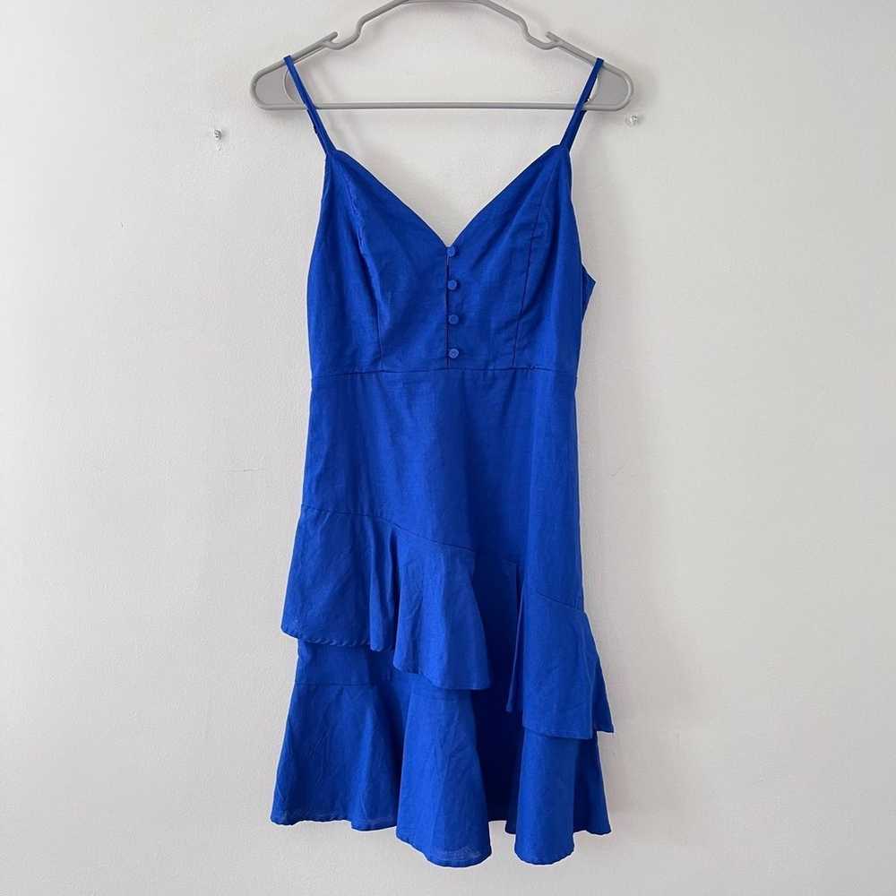 Lulus Brielle Cobalt Blue Linen Ruffle Sleeveless… - image 5