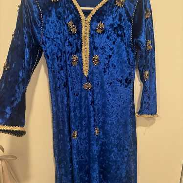 Blue Moroccan handmade caftan for little girl - image 1