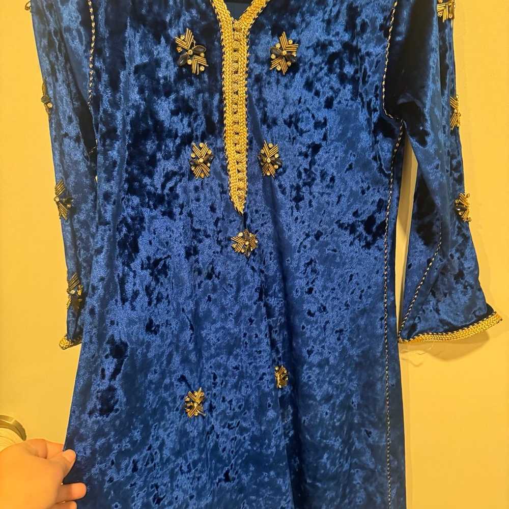 Blue Moroccan handmade caftan for little girl - image 6