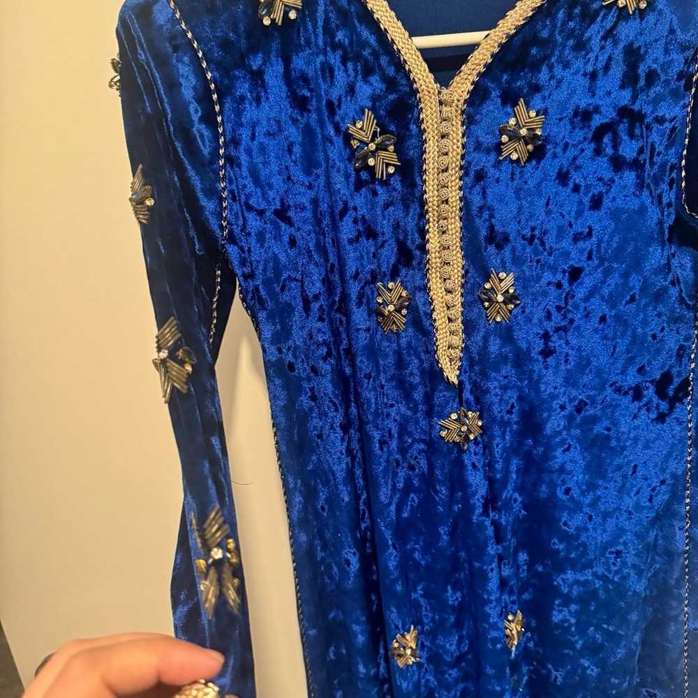 Blue Moroccan handmade caftan for little girl - image 7