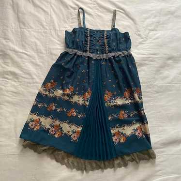 Axes Femme Smocked Blue Floral Dress size Medium